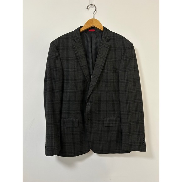 John Varvatos USA Mens Charcoal Plaid Blazer Suit Jacket Sport‎ Coat Size 42R